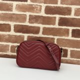 Gucci Perfect Knockoff Wholesale 447632 GG Marmont Small Matelassé Shoulder Red Bag