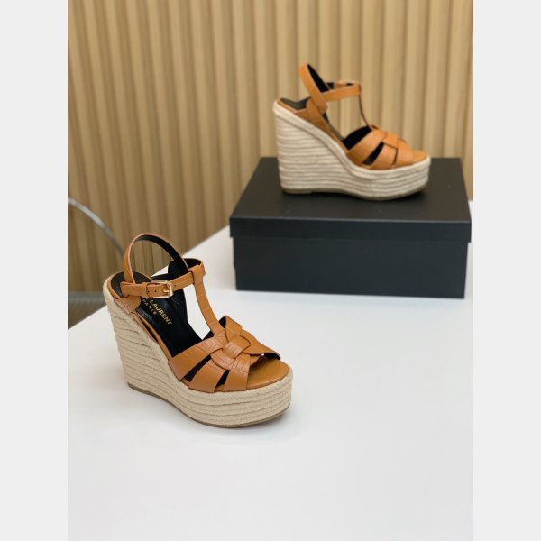 Saint Laurent Wholesale Espadrille Platform Wedge Sandals Heel Shoes