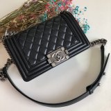 High Quality CC Le Boy 7 Star Best Black Bags lambksin 20cm