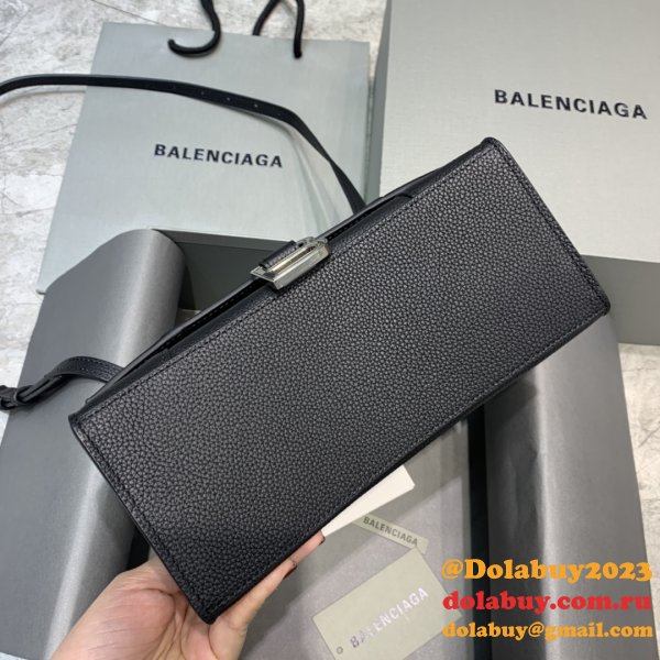 Perfect Balenciaga Hourglass Top Handle Bag Lychee pattern black