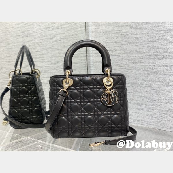 Perfect Quality Knockoff Lady Dior 24cm  Black Handbag