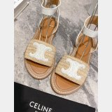 High Quality bag Celine LYMPIA FLAT STRAP SANDAL in RAFFIA & CALFSKIN