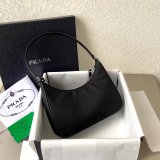 Prada AAA+ Zip Women's Hobo Black/Rose Bags Leather Handle