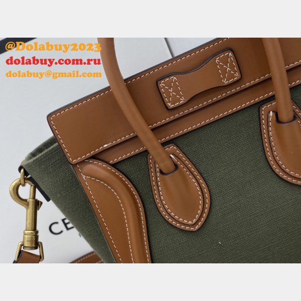 Designer Duplicate Celine Brown/Green Luggage Bags For Sale