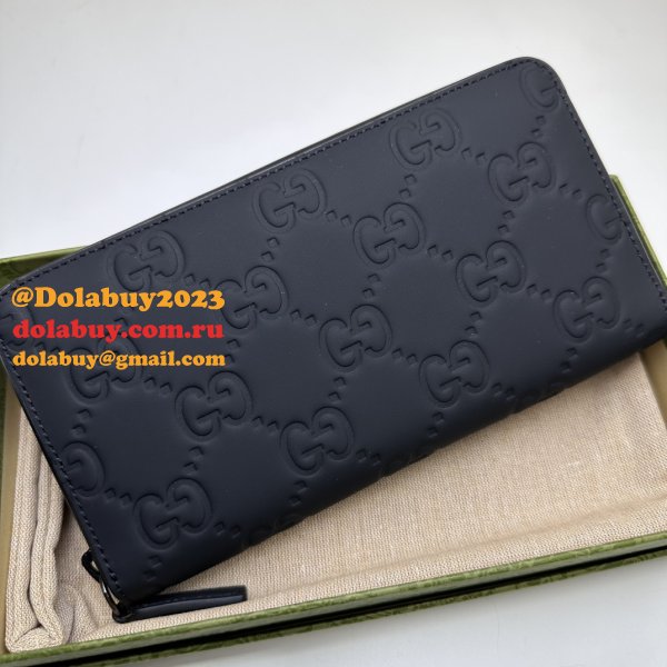 Inspired GG Rubber-effect Zip Around Wallet 771421 Gucci Men 1:1 Mirror