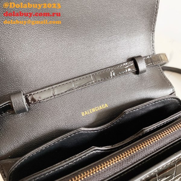 Replica balenciaga shoulder black crocodile embossed box bag