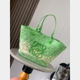 7 Star loewe Anagram Basket bag in iraca palm and calfskin 8008