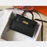 Hermes Mini Kelly Black Perfect Handbag Epsom leather