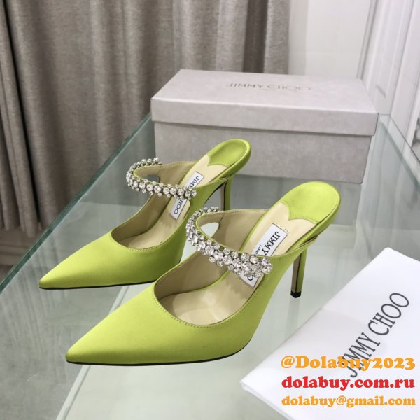 Bing 100 Embellished Satin High Heel Mules High Quality bag Jimmy Choo Shoes