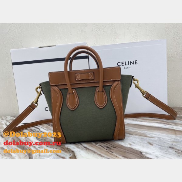 Designer Duplicate Celine Brown/Green Luggage Bags For Sale