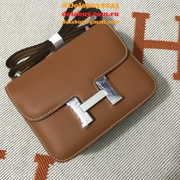 Hermes Constance Bag 18cm Epsom Leather Camel 1:1 Mirror