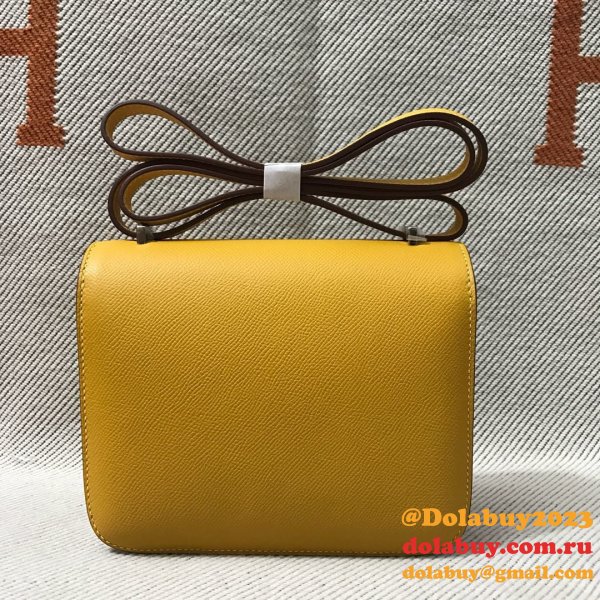 Hermes Constance Bag 18cm Epsom Leather Yellow High Quality bag