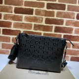 Designer Gucci 7 Star 696009 GG embossed Black messenger bag