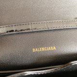 Replica balenciaga shoulder black crocodile embossed box bag