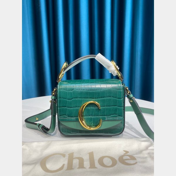 Chloé AAA+ 7 Star 6030 Blue C Bag In Embossed Croco Effect