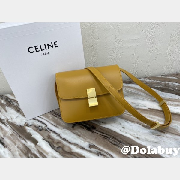 Celine Leather Teen Classic Bag in Yellow 7 Star