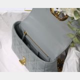 UK Dior Caro Bag Black Soft Cannage Calfskin Gray