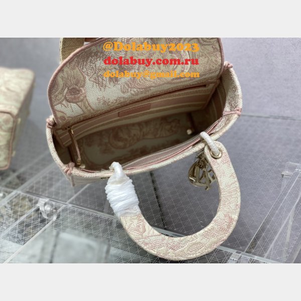 Top Quality Fake Lady Embroidery Canvas Dior 24CM High Quality bag Bag