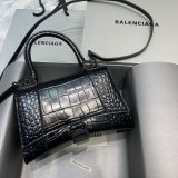 Balenciaga Designer Hourglass Small Top Handle Bag Black