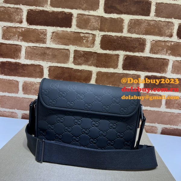 Gucci Wholesale GG Crossbody Rubber-effect 775097 Black Bag