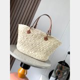 7 Star loewe Anagram Basket bag in iraca palm and calfskin 8008