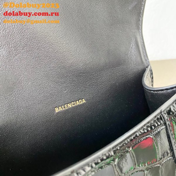 Duplicate Balenciaga Online Store Crocodile Pattern Hourglass 19/23cm Bag