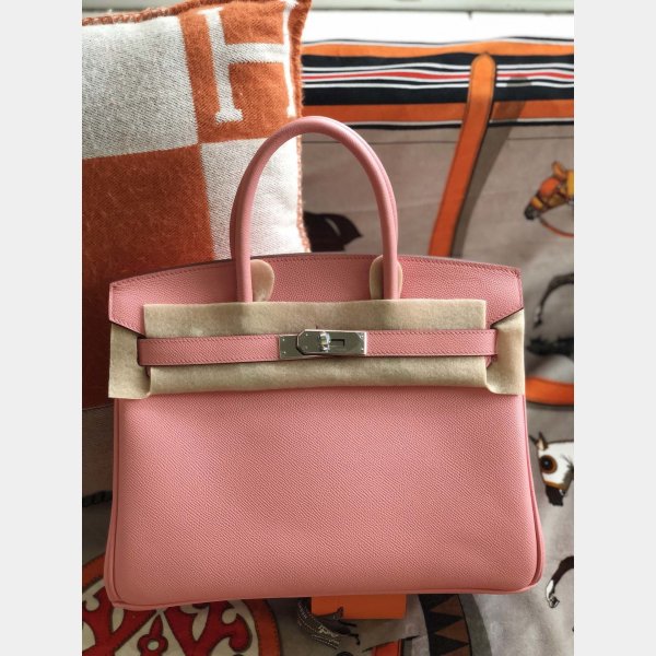 Hermes Birkin Epsom leather Handbags Pink Silver Knockoff