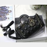 Dior High Quality Wholesale Black/White Lady Dior Cannage Tech Pouch 26cm