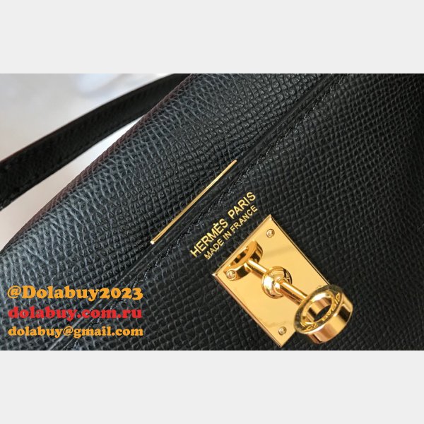 Hermes Mini Kelly Black Perfect Handbag Epsom leather