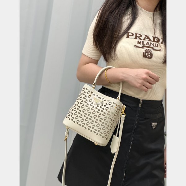 7 Star Prada Saffiano hollow basket women bag