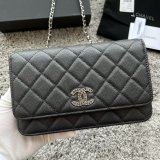 High AAA+ Knockoff AP3839 Black Small Flap Wallet Fashion Bag