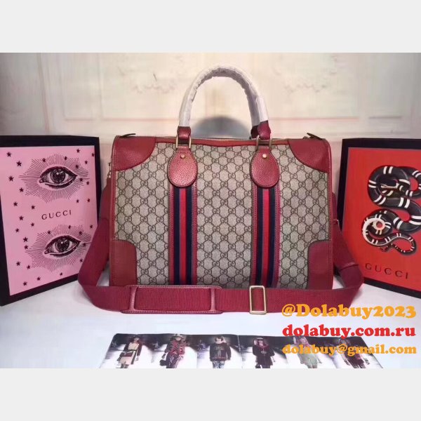 AAA+ 459311 GUCCI Shoulder Hand Boston Brown Red Bag