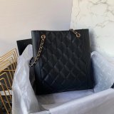 CC Small Shopping Top Quality Black Bag calfskin & gold-tone metal