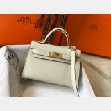 Knockoff Hermes Mini Kelly Handbag Epsom leather Off white