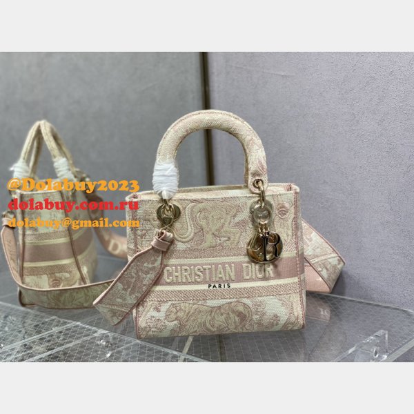 Top Quality Fake Lady Embroidery Canvas Dior 24CM High Quality bag Bag