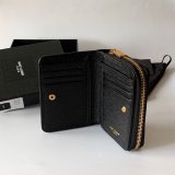 Inspired Saint Laurent monogram compact zip around black wallet