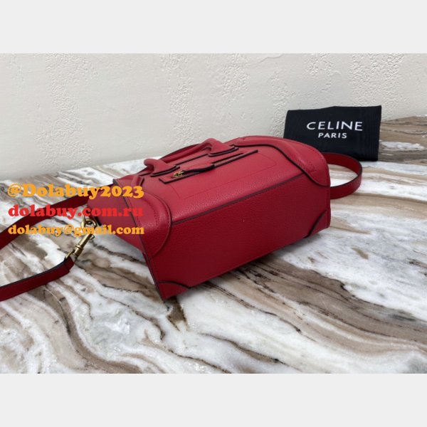 Celine Copy Red Luggage Nano Shopper 168243 Women's Leather