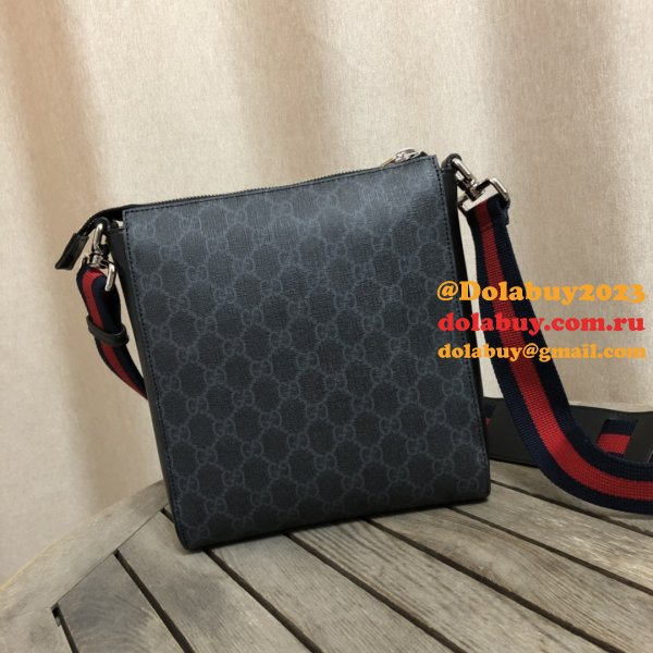 UK Gucci 1:1 Mirror Black GG Supreme Small Messenger 523599 Bag