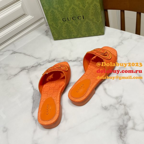 1:1 Mirror GUCCI INTERLOCKING G CUT-OUT SANDAL FLAT