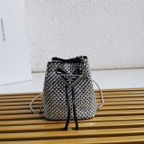 Designer Prada Designers 1NR016 Crystal Embellished Satin Mini-pouch Bag