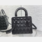 Christian Lady Dior 24cm AAA+ 1:1 Mirror Top Quality Black Bag