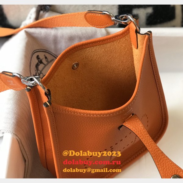 Hermes Bags 1:1 Mirror Mini Evelyne Orange