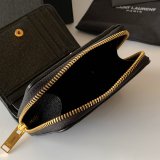 Inspired Saint Laurent monogram compact zip around black wallet