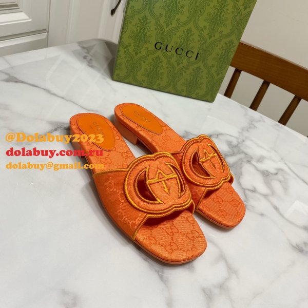 1:1 Mirror GUCCI INTERLOCKING G CUT-OUT SANDAL FLAT