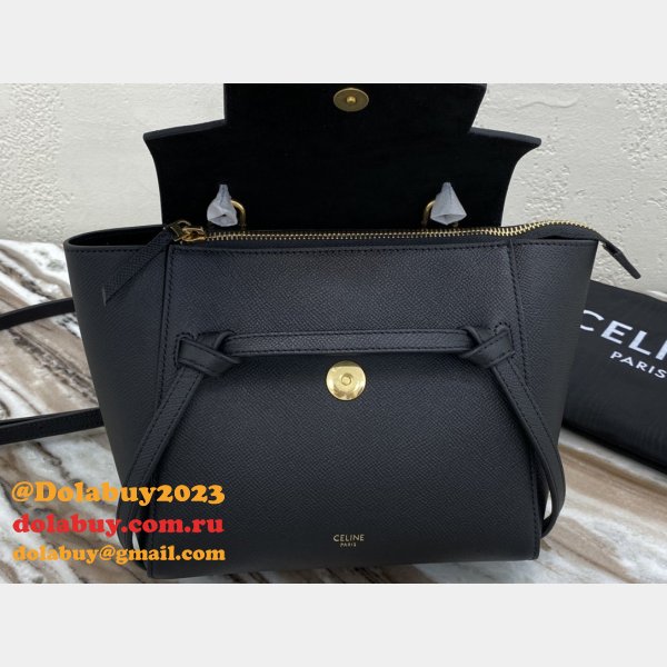 Wholesale Celine Leather Nano Belt Bag in Black