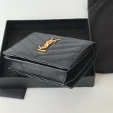 Fashion YSL Saint Laurent Short MONOGRAM 459738 Black Wallet