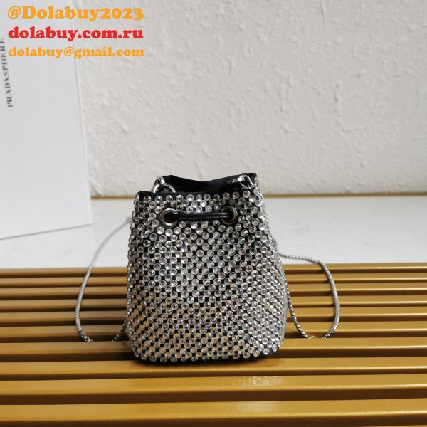 Designer Prada Designers 1NR016 Crystal Embellished Satin Mini-pouch Bag