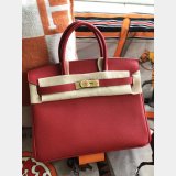 Hermes Birkin Epsom leather Handbags Red Golden Replica