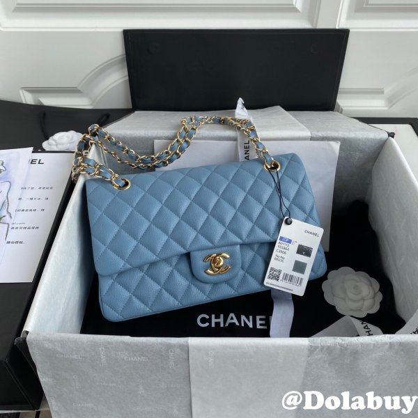 High Quality CC classic CF 25.5CM Sky Blue handbag Copy