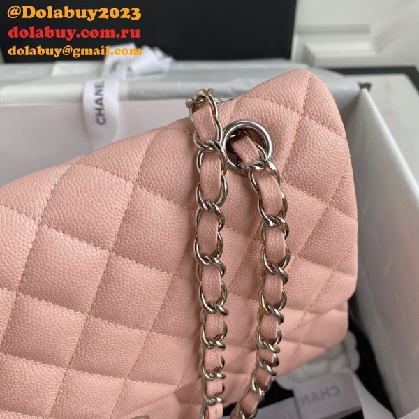 CC Copy 25.5CM Classic Flap Bag Caviar Leather A01112 Pink